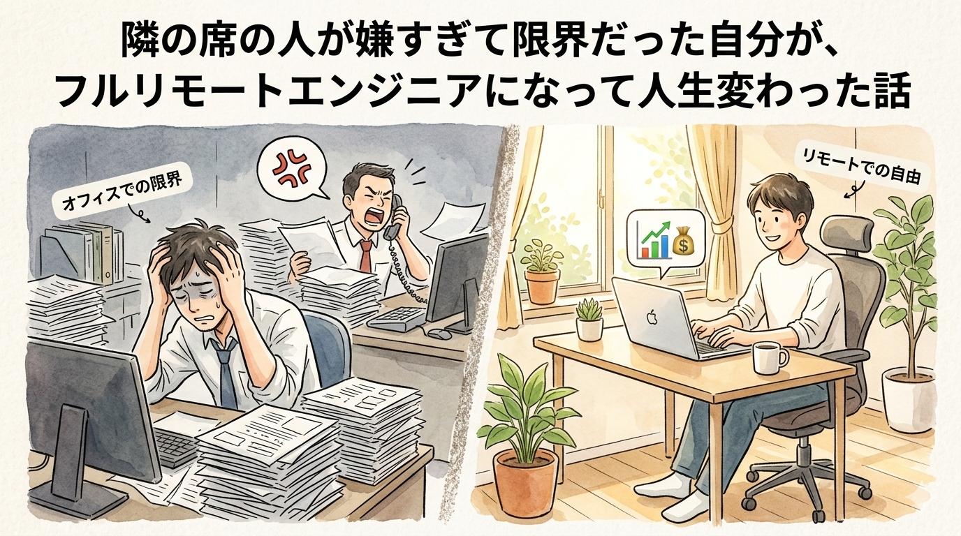 隣の席の人が嫌すぎて限界だった自分が、フルリモートエンジニアになって人生変わった話